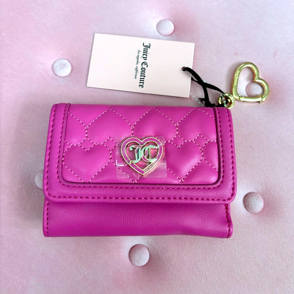 Juicy Pink Flawless Heart quilted wallet